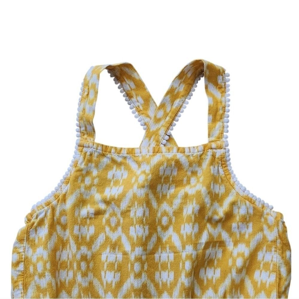 Old Navy Girls Pom-Pom Trim Yellow Cross-Back Strap Romper Sleeveless Size M (8) - Picture 4 of 11